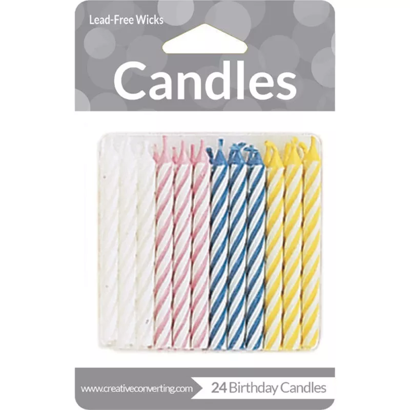 Assorted Striped Candles (288 per Case)