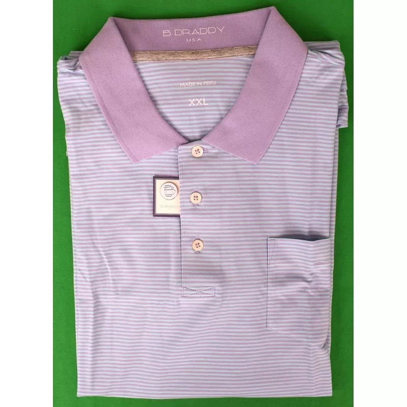 "B. Draddy Purple/Blue S/S Stripe Golf Shirt" Sz: XXL (NWT)