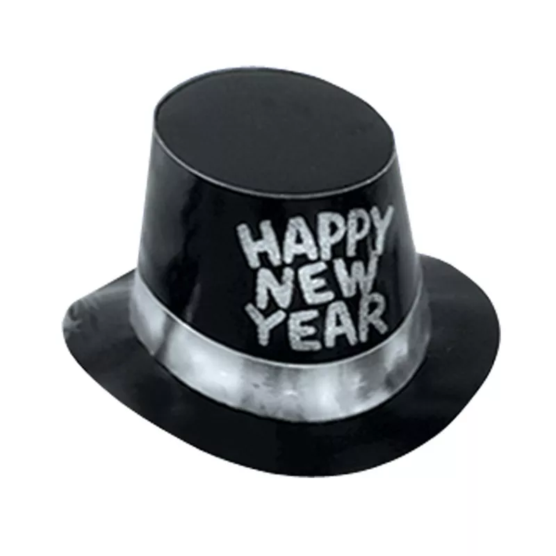 Black Hi-Hat with Glittered Happy New Year