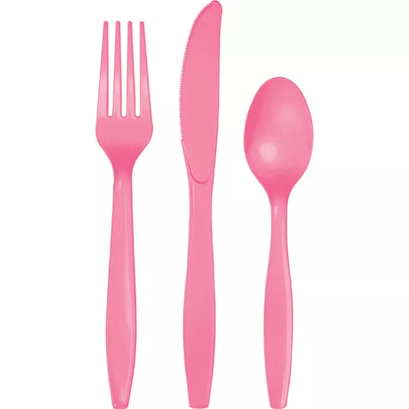 Candy Pink Assorted Plastic Cutlery (12 Pkgs per Case)