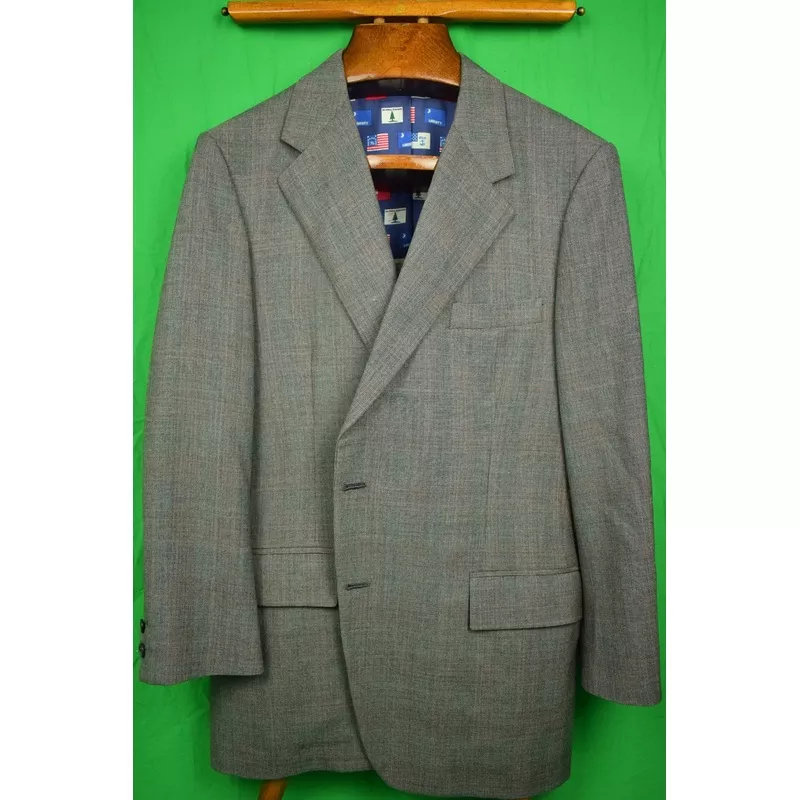 "Chipp 2 Pc Glen Plaid Grey Worsted c1993 Suit w/ Flag Print Lining" Sz: 42R