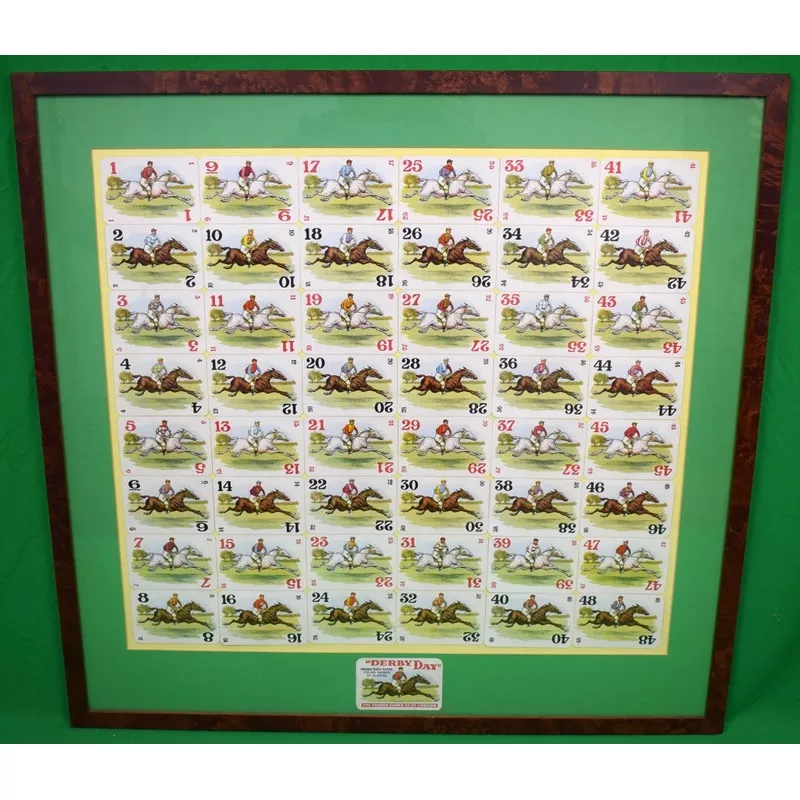 "Derby Day" 48 Framed Playing Cards/ Jockey/ Horse Racing"