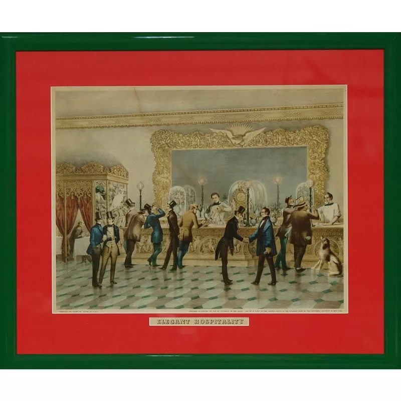 "Elegant Hospitality" Gentlemen's Private Club c1854 Print