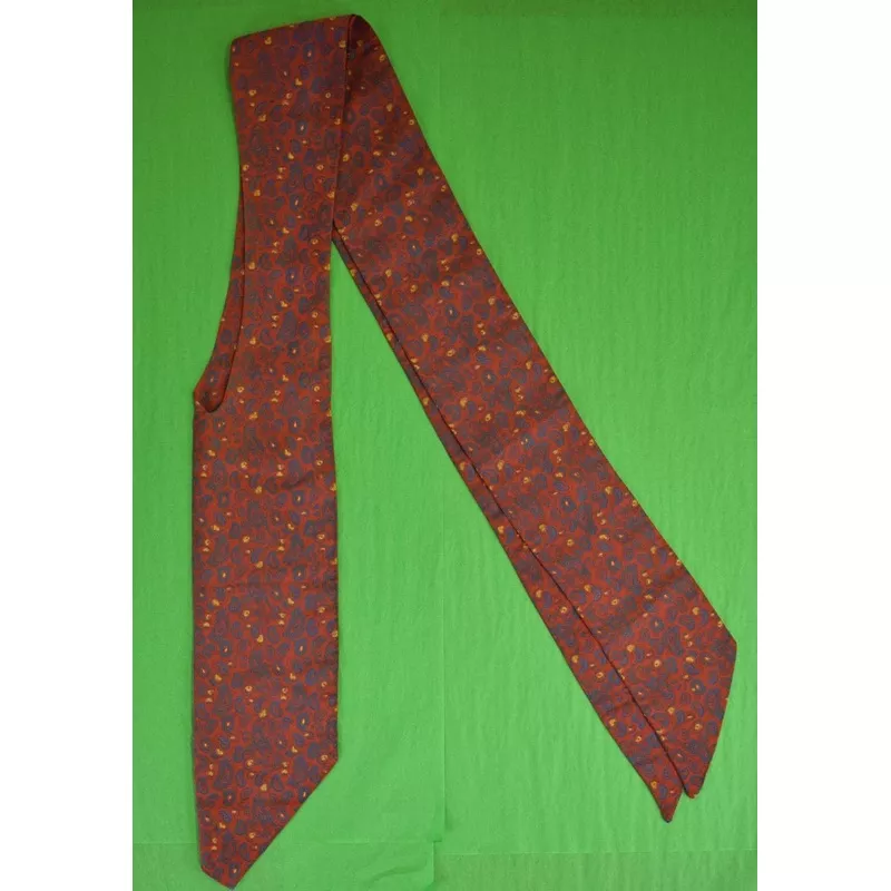 "F.R. Tripler & Co. Burgundy & Navy Paisley Silk 'V' Ascot/ Cravat"