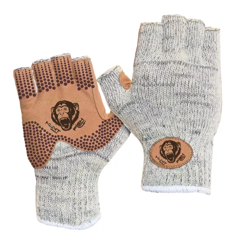 Fish Monkey Gloves Wooly Half Finger Tan