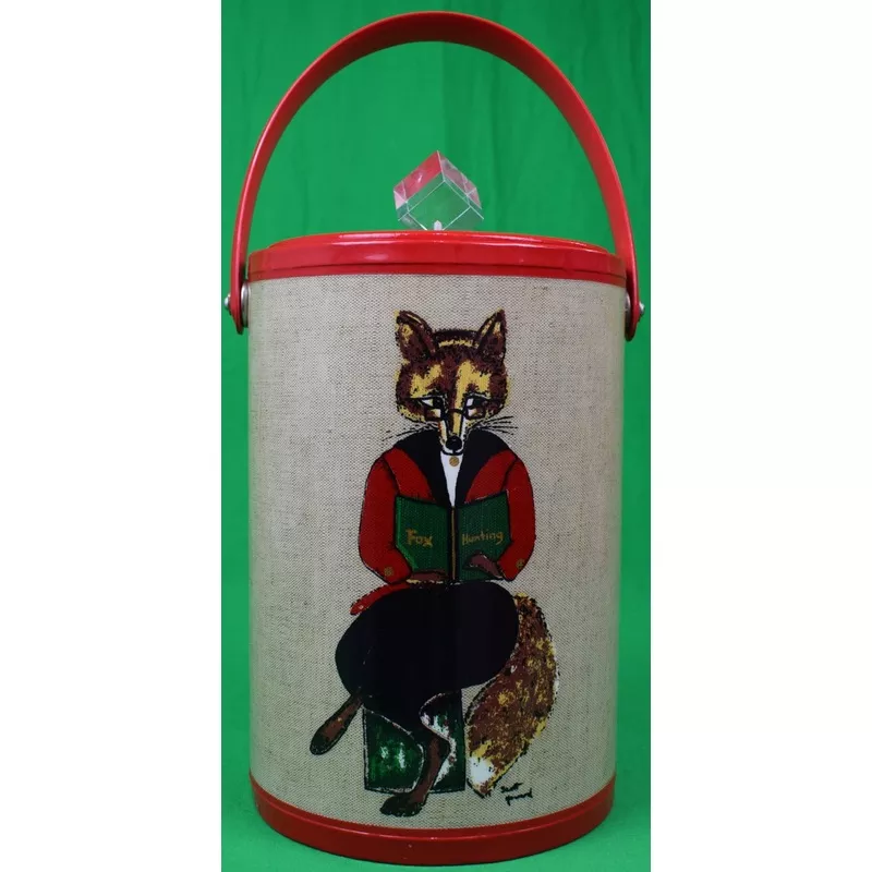 "Fox-Hunter Ice Bucket w/ Red Trim & Handle" (SOLD)