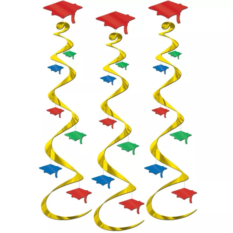 Grad Cap Graduation Party Whirls multi-color