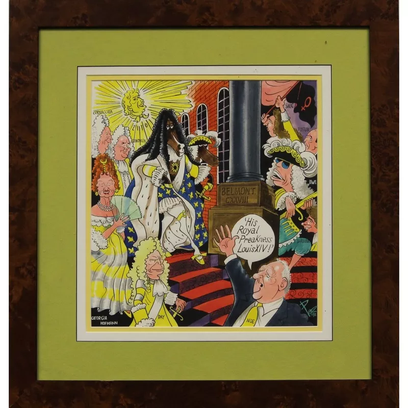 'Original 'Peb' 1996 Watercolour & Gouache 'His Royal Preakness Louis XIV' by "Peb" aka Pierre Bellocq (SOLD)