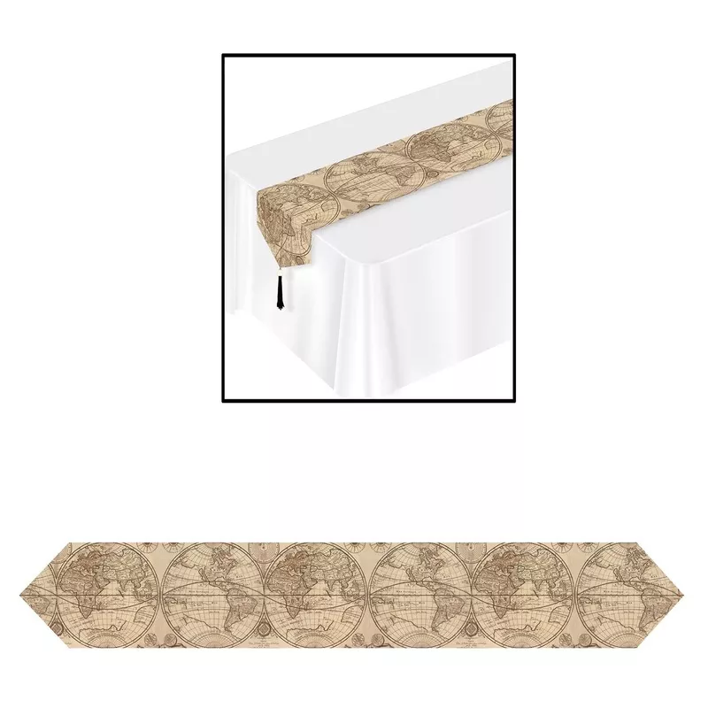Printed Around The World Party Paper Table Runner
