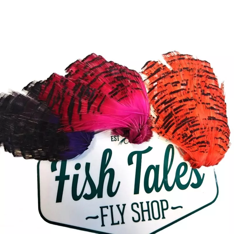 Shor Dyed Golden Pheasant Tippet Feathers Hot Orange