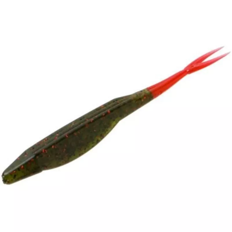 Zoom Salty Super Fluke 5'' Qty 10 Avocado Red Tail